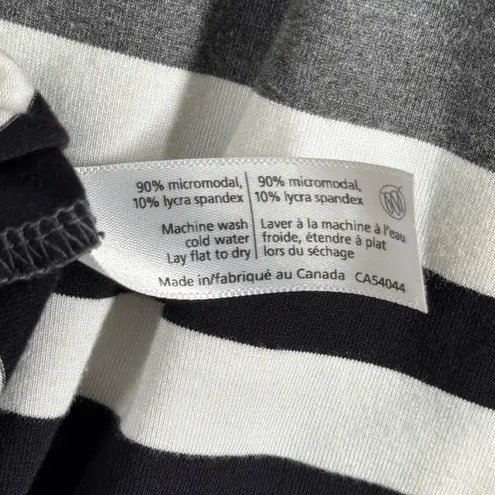 MIIK Tunic Top Long Sleeve Scoop Neck Casual Comfy Striped Black Gray Medium