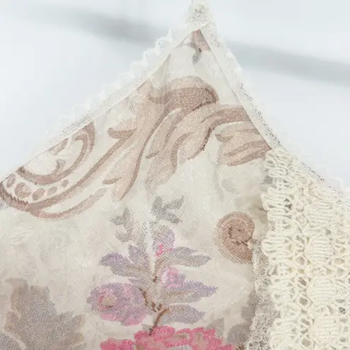 Escapades Womens Vintage 90s Lingerie Coquette Floral Lace Trim Cami Top Size S Tan