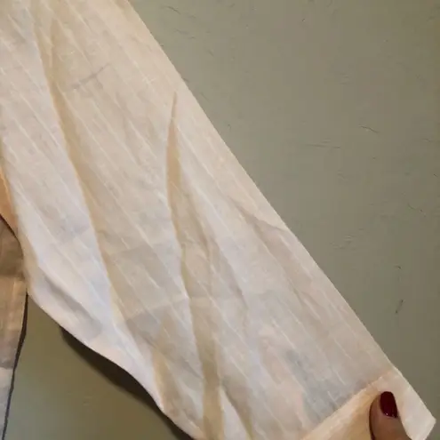 Lauren Ralph Lauren Pin Striped Button Down Linen Shirt Pink Size undefined