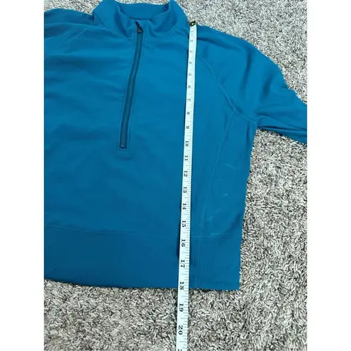 Stori Elevate Half Zip Cropped Jacket Ribbed Abyss Blue Gym Athleisure Size 8 M