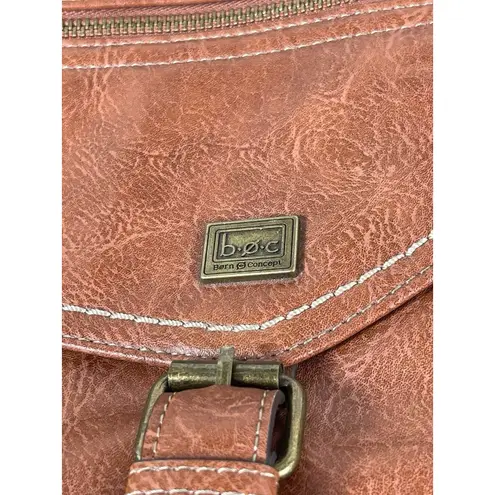 Born concept b.ø.c Cognac Brown Faux Leather Crossbody Bag Messenger Purse