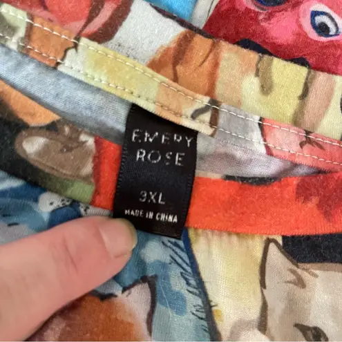 Emery Rose Cat T Shirt Colorful Graphic Tee Top Catlady Trapeze Size 3 XL