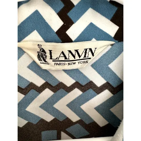 Vtg 70s Lanvin Paris I Magnin OP Art Mod Dagger Collar Shirt Dress Sz M 8