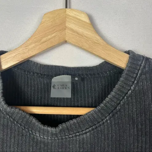 Cara Loren Active Faded Black Ribbed Crop Athletic Tank Top M Size M