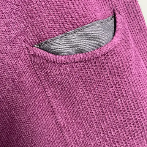 AGB Plum Ribbed Mini Dress Tunic Size Large Pockets Long Sleeve Casual Layering Purple