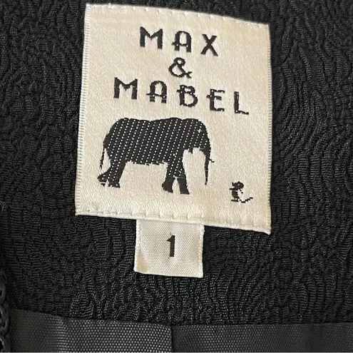 Vintage Max & Mabel Mix Fabric Artsy Black Jacket Size 1 Velvet Stripe Artsy Size L