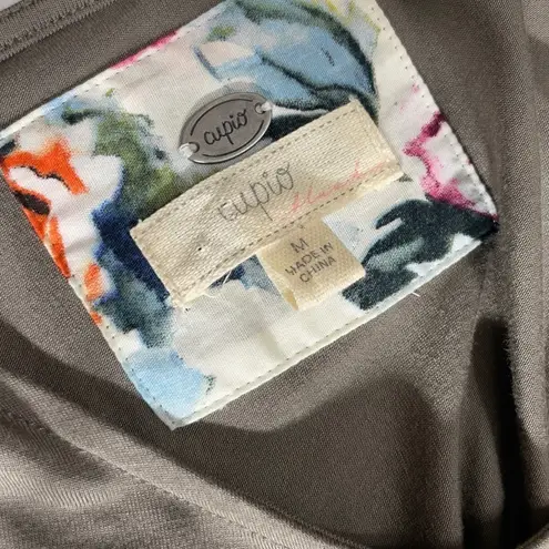 cupio Tunic Cold Shoulder Jersey Knit Tan Sweatshirt Slouchy Swing M