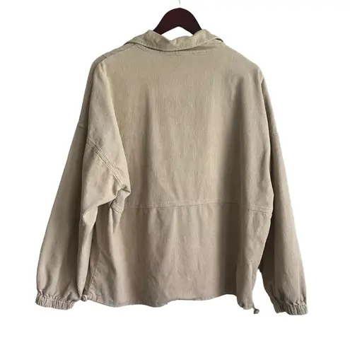 Le lis  Women‎ Top M Beige Collared 1/4 Zip Popover Corduroy Shacket Gorpcore - Image 3