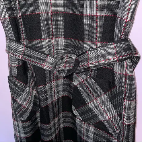 Bandolino Size 16 Wool Blend Midi Dress Sleeveless Black Plaid