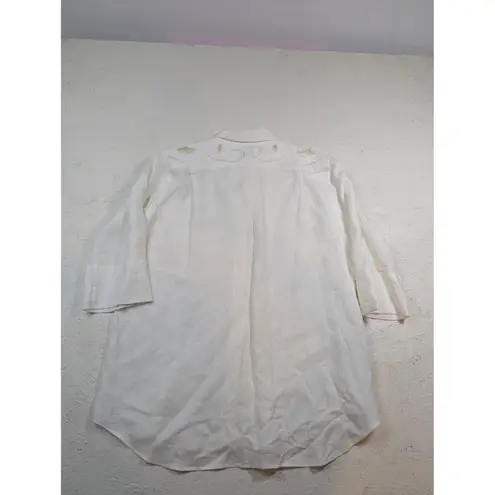 Maria di Ripabianca White Linen Button Down Shirt – XL Made in Italy