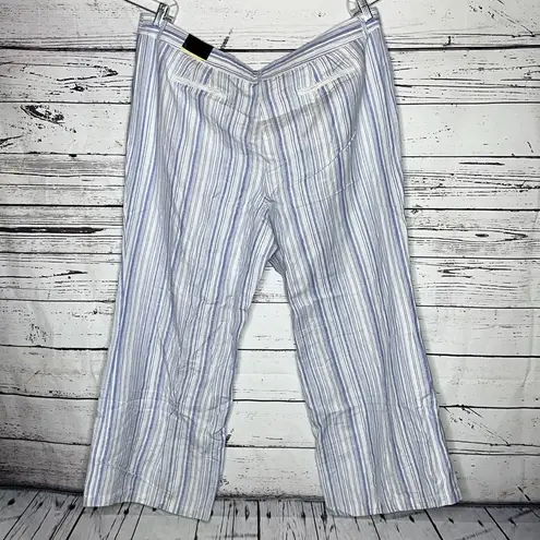 Lane Bryant  NWT Size 22/24 Blue & White Stripe Linen Blend Wide Leg Pants