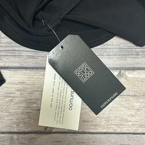 Clara Sun Woo Black 3/4 Length Tulip Flounce Sleeve Back Tie Shift Dress XL NWT