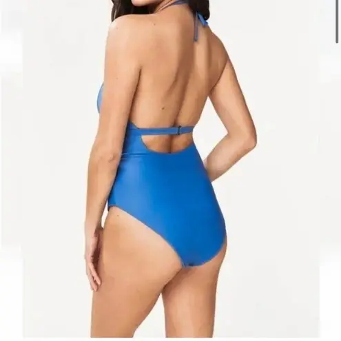 ANDIE The Lagos Halter One Piece Swimsuit Tie Back Horizon Blue Beach Pool
