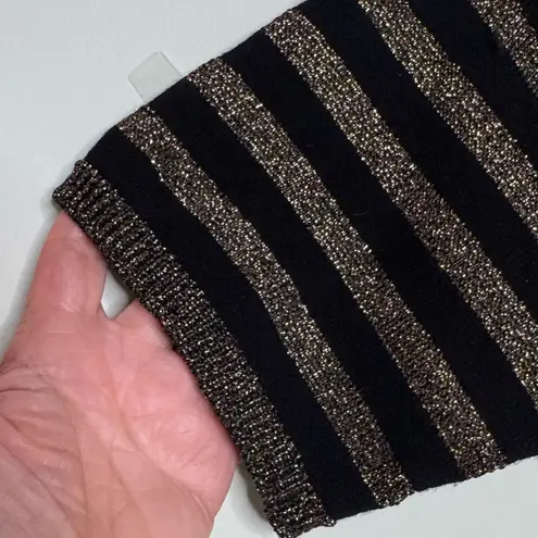 Minnie Rose Black and Gold Golden Horizon Striped Top Blouse Size Medium