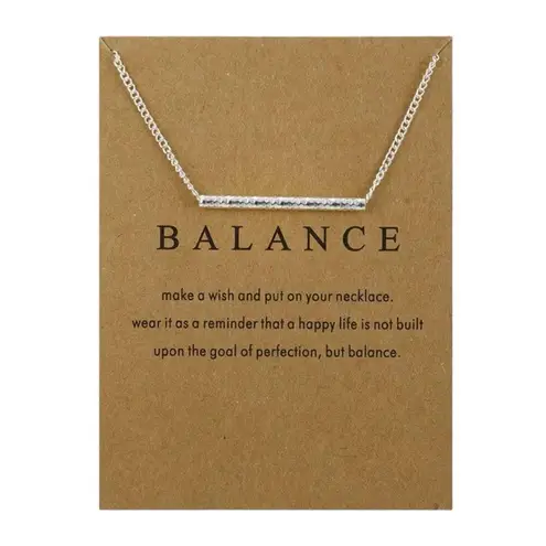 Brand New Womens Girls Boutique Balance Silver Dipped Petite Bar Necklace