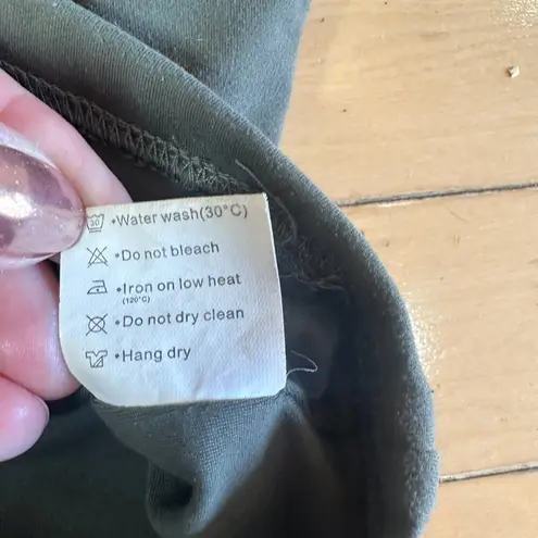 REORIA DOuble Layer Smoothing High Neck Crop Top Size Small Olive Green