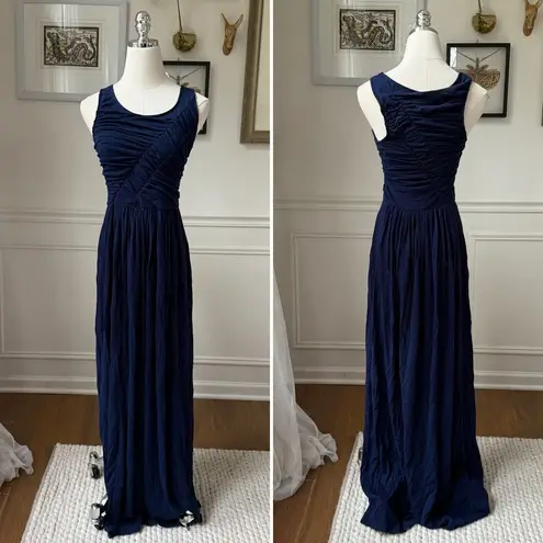 Plenty by Tracey Reese Anthropologie Blue Ruched Stretchy Fit and Flare Maxi Dre