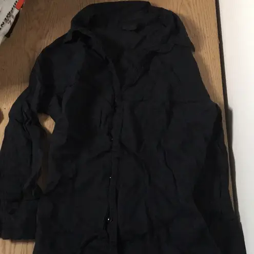 Womens Mossimo Sheer Button up Shirt 3/4” to Long Sleeve Black Size Xs