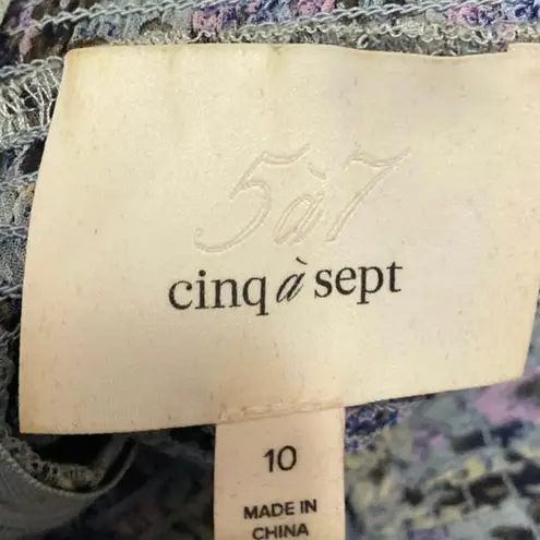 Cinq A Sept Drew Georgette Purple Floral Ruffle Tiered Long Sleeve Mini Dress 10