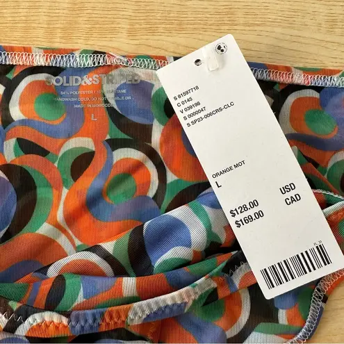 Solid & Striped Iris Printed Side Tie Mesh Bikini Bottom in Optic Swirl - Large