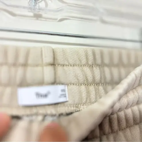 TNA Aritzia Sweatpants Womens Khaki Cozy Fleece Boyfriend Fit Size XS Tan