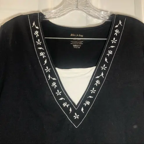 White Stag  Black V Neck Short Sleeve Top size 2X