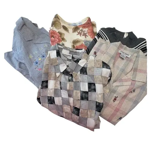 Alfred Dunner Vintage Lot of 5 Petite XL Blouses Size PXL 14P 16P Bundle