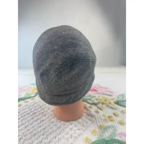 D&Y NY Herringbone Wool Blend Newsboy Cap Hat Women Gray
