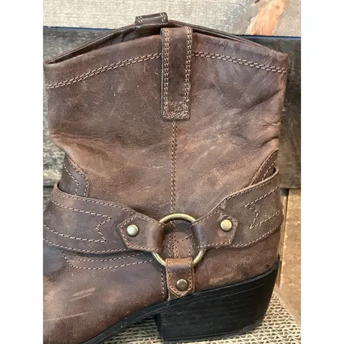 Mossimo Denim Brown Women's 8 Mossimo Supply Leather Ankle Boots Mossimo Boots Chunky 90s