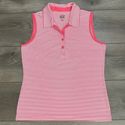 EP Pro Tour Tech Striped Golf Tennis Polos Tank Tops Pink Green Size Small