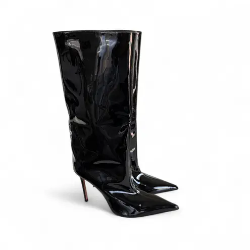 Amina Muaddi NEW Fiona 95mm Patent Leather Boots