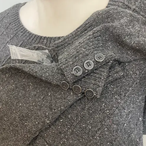 Karen Scott NWOT Ash Gray Diamond Pattern Knit Crewneck Sweater Pullover New