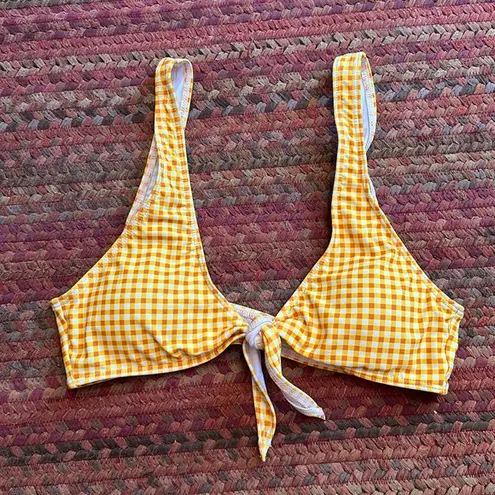 YELLOW GINGHAM COUNTRY TIE FRONT SWIM TOP
