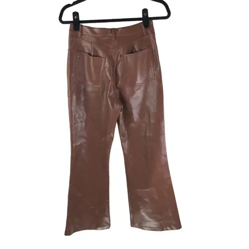Wilfred The Melina Pant High Waisted Flared Crop Vegan Leather Pants Brown 2