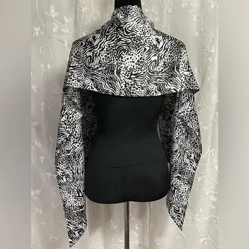 Dennis Basso Dennis by Zebra Animal Print Satin Black White Wrap Scraf Shaw NWOT