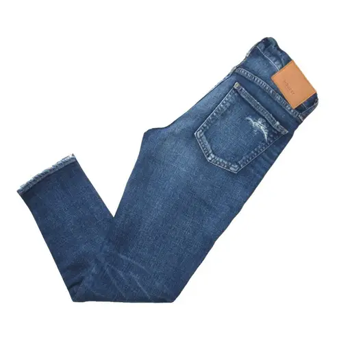 NWT Moussy Vintage Pritchard Skinny in Blue Distressed Stretch Jeans 26 $350