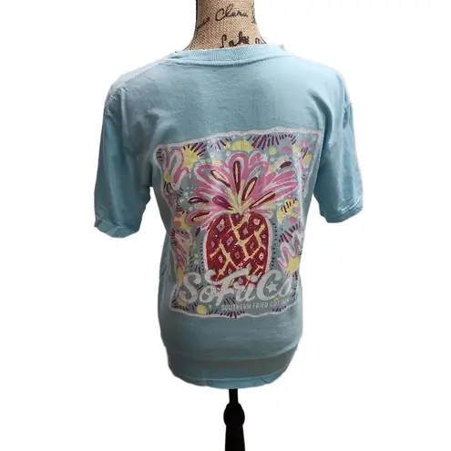 Southern Fried Cotton Southern Fried Cotton TShirt Womens Size Small Light Blue Casual Coastal