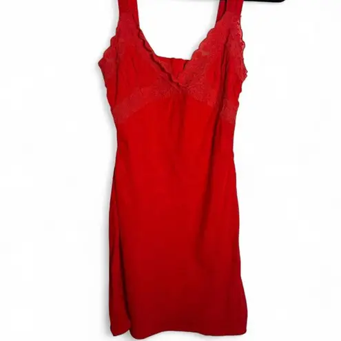 Light Before Dark size S red slip style mini dress with lace and an open back