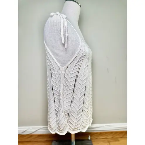 Velvet Heart Women’s Sleeveless Open Knit Crochet Cream Tank Top Adjustable Sz L