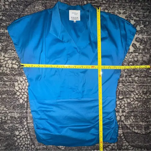 Akris Punto Bergdorf Goodman Women’s Size 10 Blue Cotton Stretch Top Blouse