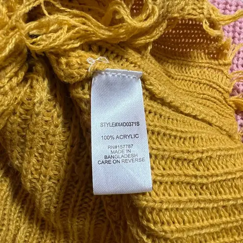 Full Circle Trends V-Neck Striped Color Block Frayed Sweater Size 3X NEW Casual