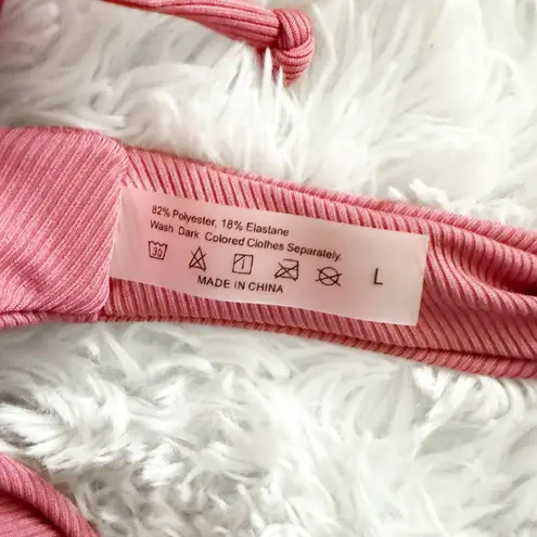 Boutique Ribbed 2-pc Swimsuit Swimwear Muted Raspberry Pink Bikini Matching Swim | Large