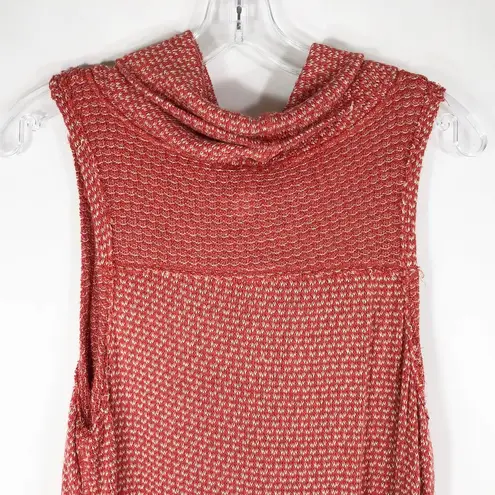 Free People We the  XS Top Sleeveless Tank Cowl Neck Red White Knit Soft 1231