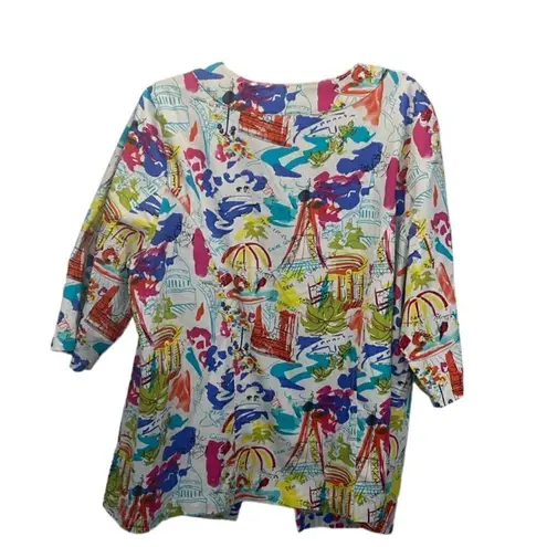Liz&Me Open Blazer 3/4 Sleeve French theme novelty print 100% Cotton size 0X