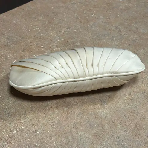 Kate Landry Vintage Pleated Satin Clutch Silver Chain Strap & Rhinestone Clasp