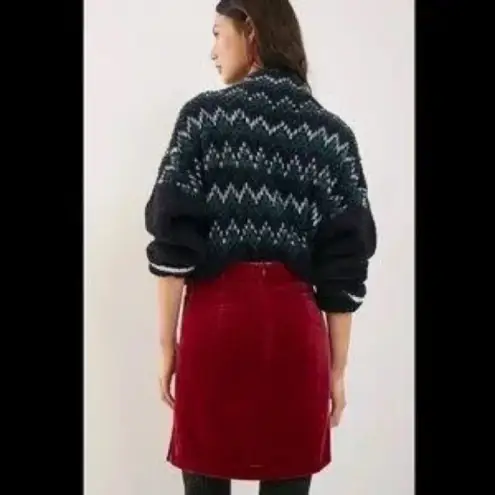 Anthropologie  Montie Connie Velvet Mini Skirt Raspberry Plus Size 16 NWT