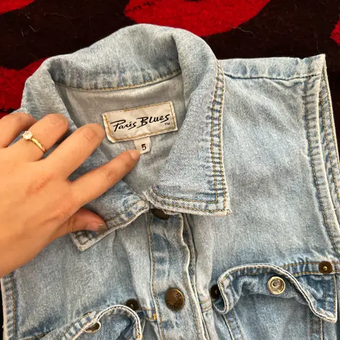 Paris Blues Vintage 80s 90s light blue denim sleeveless bodycon dress XS