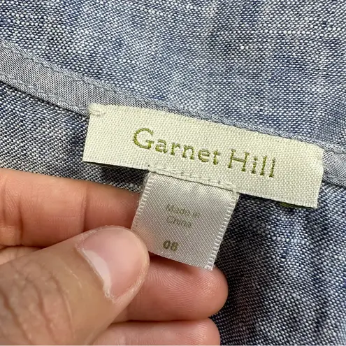 Garnet Hill Women’s Linen Tunic Top Asymmetrical Sleeveless in Chambray Blue 8