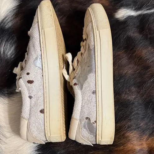 J/SLIDES Lacee Metallic Pony Sneaker Silver Size 6