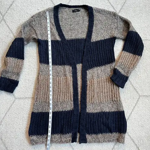 Yida Made in Italy Metallic Striped Open Front Cardigan Blue, Bronze & Silver Blue Size L